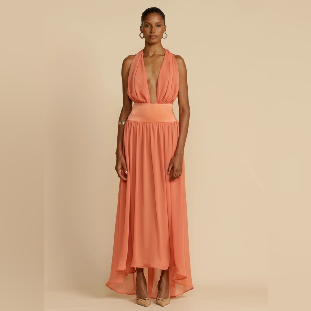 Arcina Ori Serena Coral Backless Maxi Dress